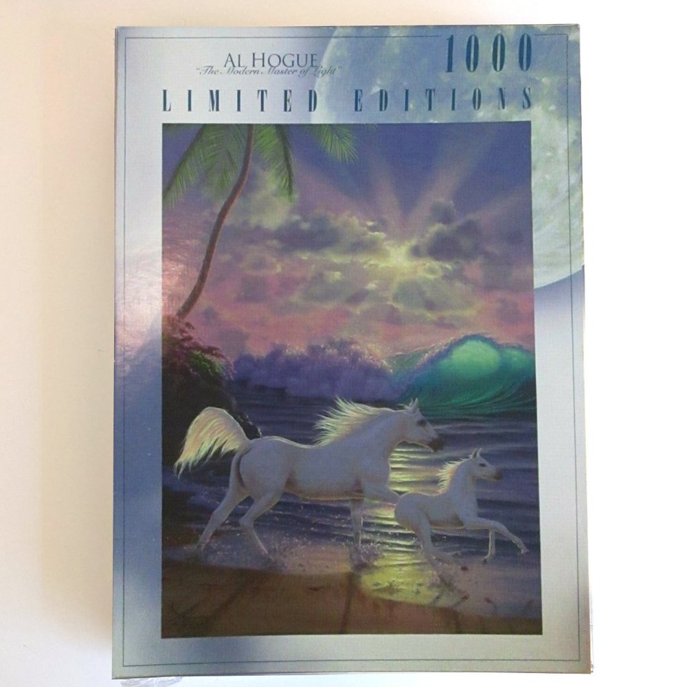 New Al Hogue Limited Editions 1000 Piece Jigsaw Puzzle Rose Art Horses On Beach